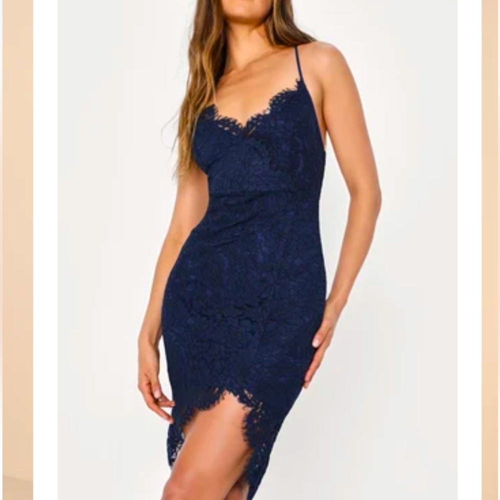 Lulus navy blue lace dress
